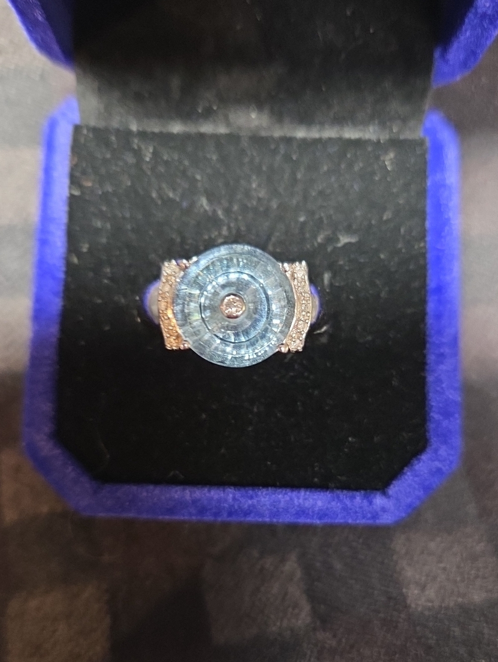 Elegant LEHRER TORUS SKY BLUE TOPAZ & DIAMOND Ring
